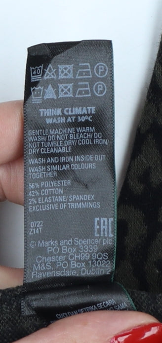 Marks & Spencer Women Black Animal Print Jogger Trousers UK 14 Short