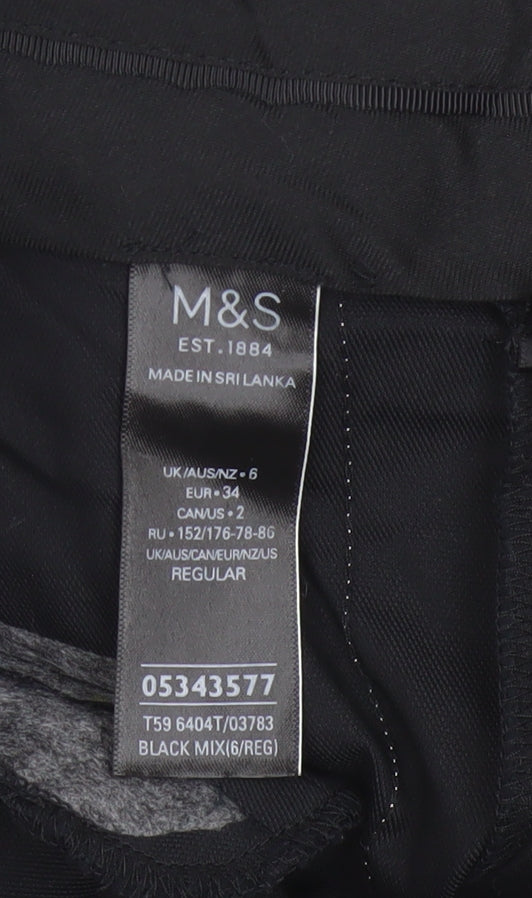 M&S Autograph Women’s Black Side Stripe Slim Tapered Trousers UK 6