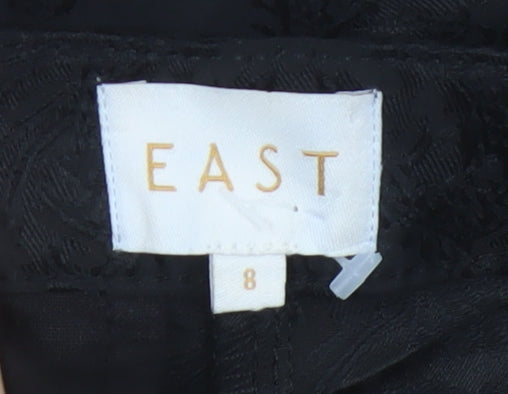 East Women’s Black Floral Jacquard Skinny Trousers UK 8 Stretch
