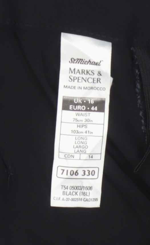 Marks & Spencer Women’s Black UK 16 Long Straight Tailored Trousers
