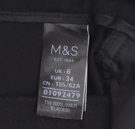 Marks & Spencer Women's Black UK 6 Ruffle Hem Straight Dress Trousers