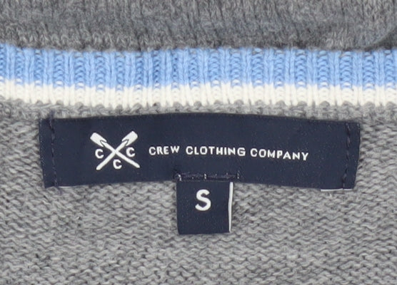 Crew Clothing Company Men’s Grey S V-Neck Cotton Cashmere Pullover Jumper