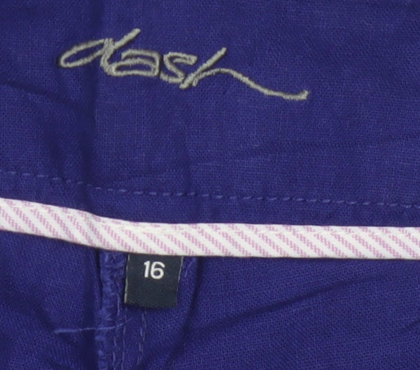 Dash Women’s Blue Linen Cotton Straight Leg Trousers UK 16