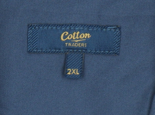Cotton Traders Men’s Blue 2XL Cotton Long Sleeve Pocket Shirt