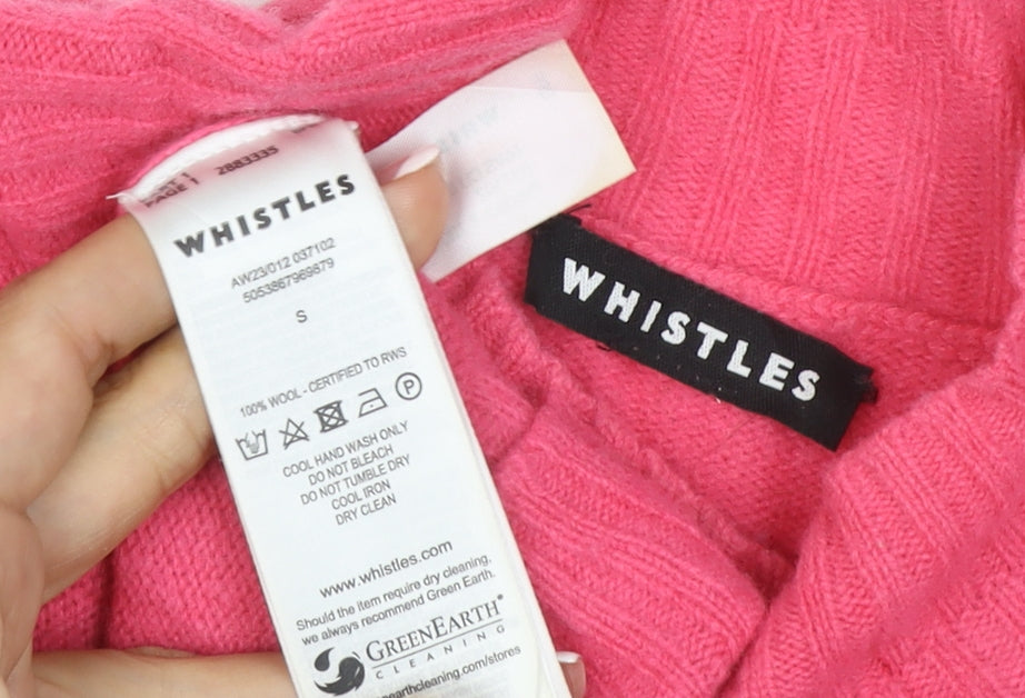 Whistles Women Pink Size S 100% Wool Mock Neck Knit Pullover Jumper