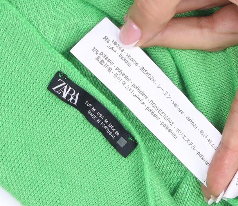 Zara Women Green M Lightweight Open Cowl Neck Knit Cardigan