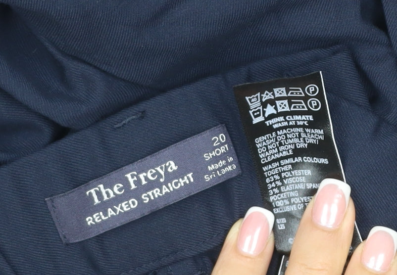 The Freya Women's Navy Size 20 Short Relaxed Straight Trousers