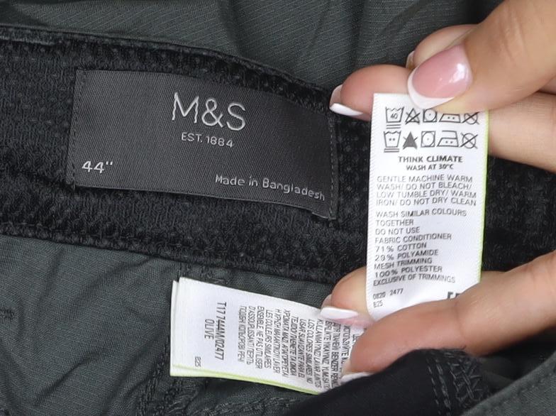 M&S Men’s Olive 44in Cargo Shorts Lightweight Multi Pocket