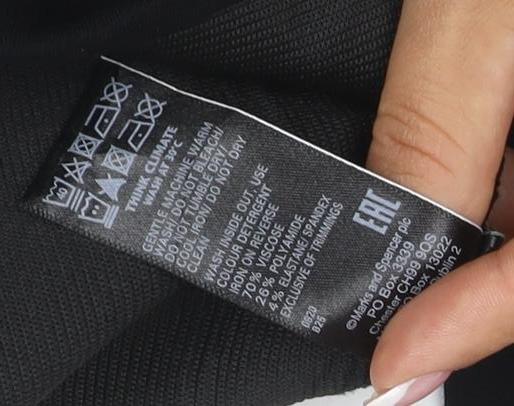 Marks & Spencer Women Black UK 12 Straight Leg Pull-On Trousers