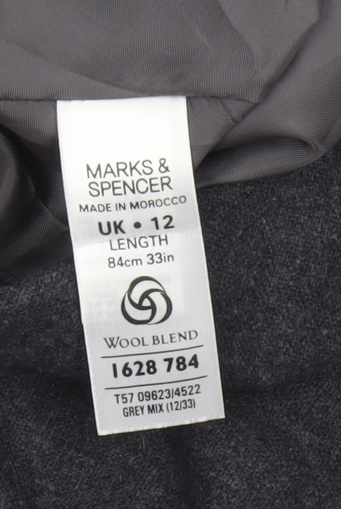 Marks & Spencer Women Grey UK 12 Wool Blend A-Line Long Skirt