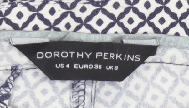 Dorothy Perkins Women Blue Geometric UK 8 Skinny Stretch Trousers