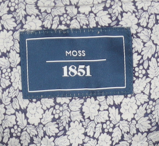 Moss 1851 Men’s Blue Floral Cotton Button-Up Shirt 2XL Long Sleeve