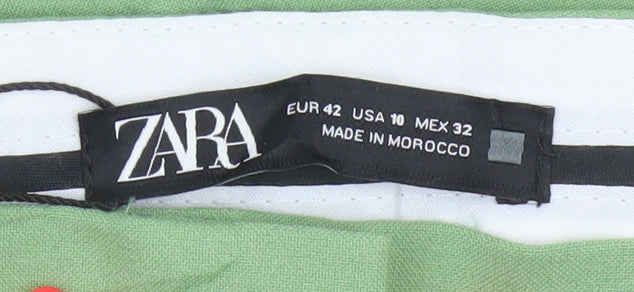Zara Women Green UK 14 Tailored Tapered Dress Trousers