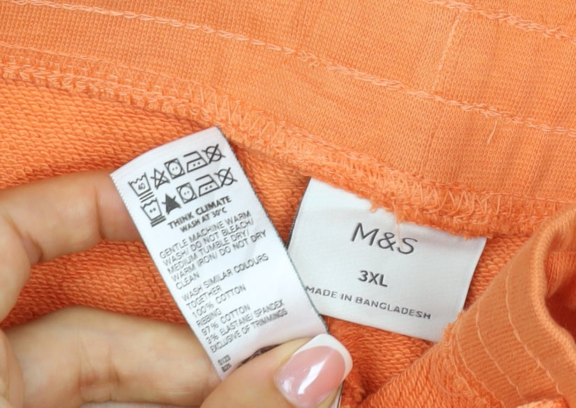 Marks and Spencer Men Orange 3XL Sweat Shorts Drawstring Jersey Pockets