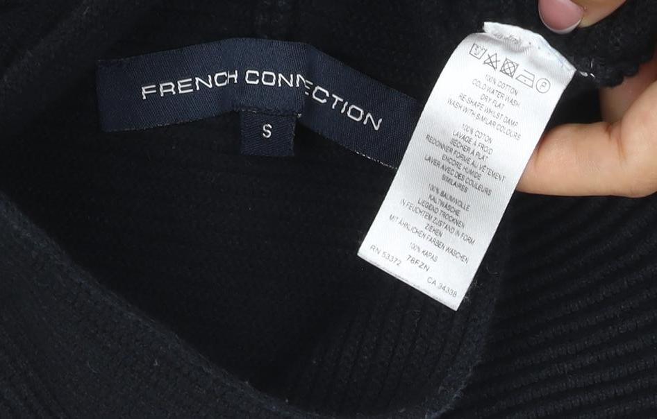 French Connection Women’s Black S Rib Knit Open High Neck Cardigan