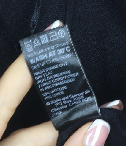 Marks and Spencer Women's Black UK 16 Long Sleeve Open Wrap Cardigan
