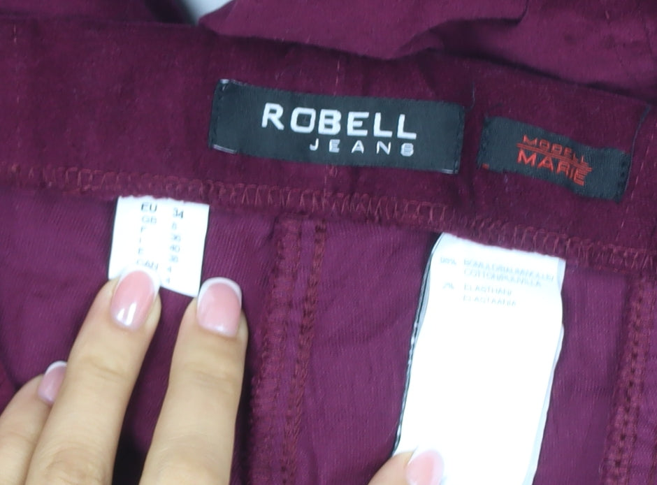 Robell Women Purple Size 8 Marie Stretch Straight Trousers
