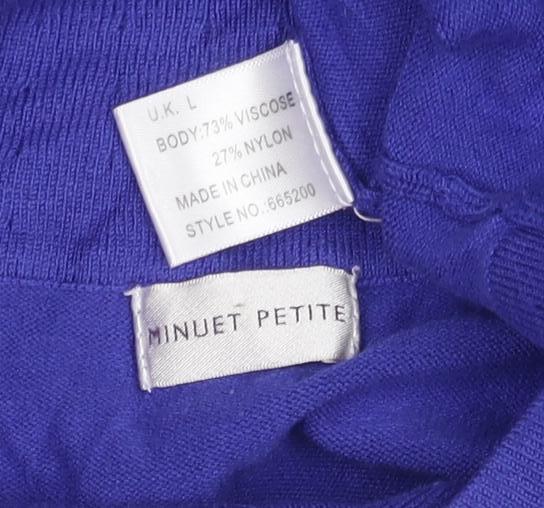 Minuet Petite Women Purple L Viscose Knit Button Shoulder Jumper
