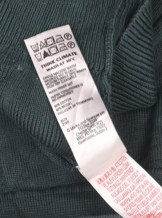 Autograph Men’s Green XL Collared Henley Cotton Modal Textured Jumper