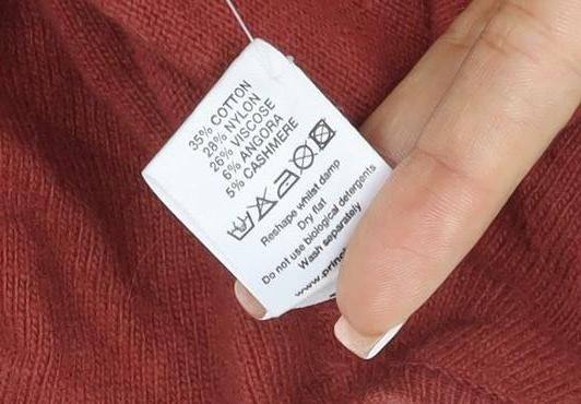Principles Women Red UK 10 Cashmere Blend Scoop Neck Button Knit Jumper