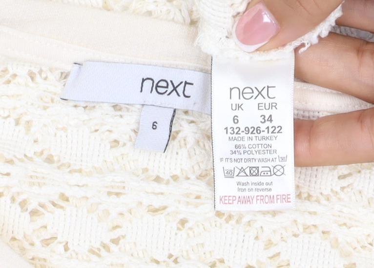 Next Women’s Ivory UK 6 Open Knit Crochet Crew Neck Jumper