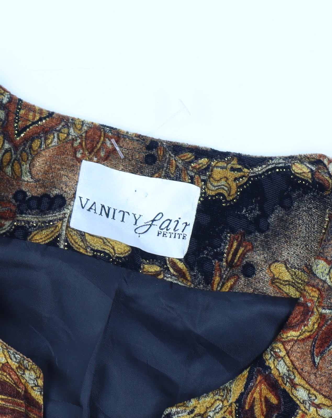 Vanity Fair Women’s Multicoloured Size 10 Petite Paisley Velvet Zip Jacket