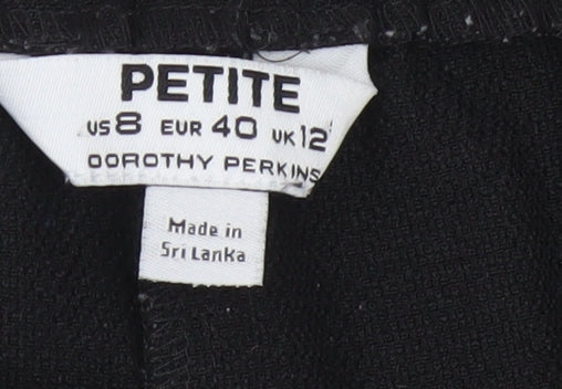 Dorothy Perkins Women Black Petite UK 12 Tapered Drawstring Joggers