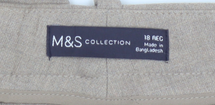 Marks & Spencer Women Beige UK 18 Slim Ankle Grazer Tailored Trousers