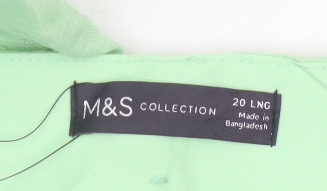 M&S Women Green UK 20 High Rise Wide Leg Linen Blend Trousers