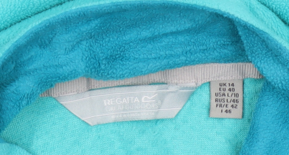 Regatta Women Blue UK 14 Pullover Fleece 1/4 Zip High Neck