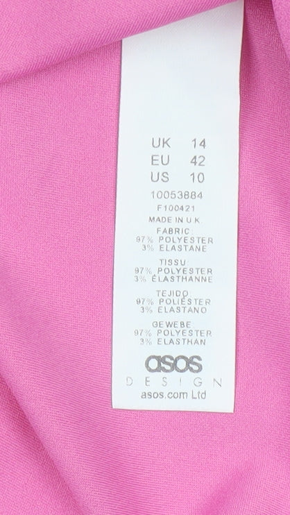 ASOS DESIGN Women Pink UK 14 One Button Stretch Tailored Blazer Jacket
