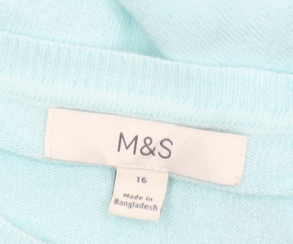Marks and Spencer Women’s Blue Size 16 Crew Neck Knit Pullover Jumper