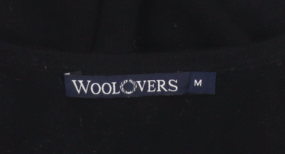 WoolOvers Women’s Black M Merino Cashmere Round Neck Knit Jumper