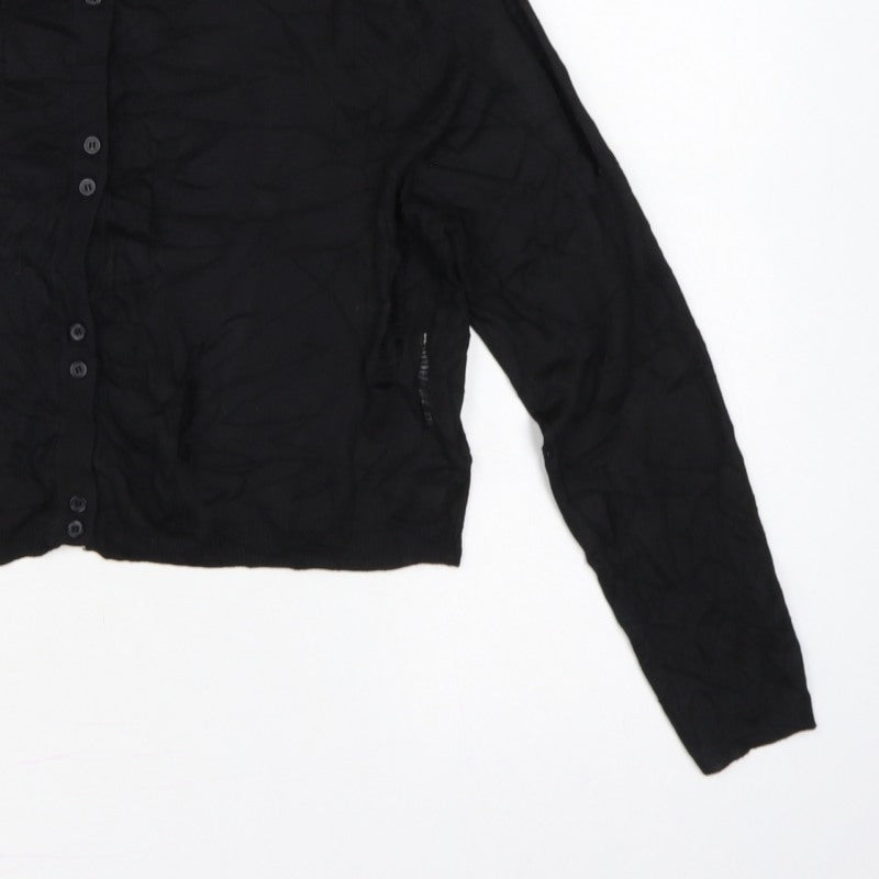 Zara Women’s Black Size 8 Cable Knit Button Cardigan Long Sleeve
