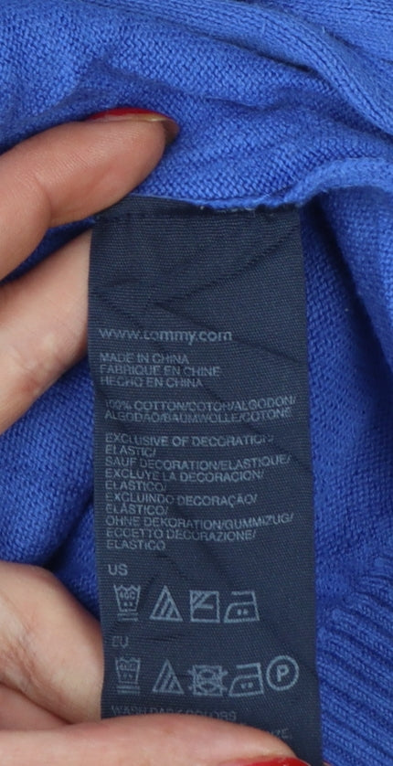 Tommy Hilfiger Men’s Blue S V-Neck Premium Cotton Logo Jumper