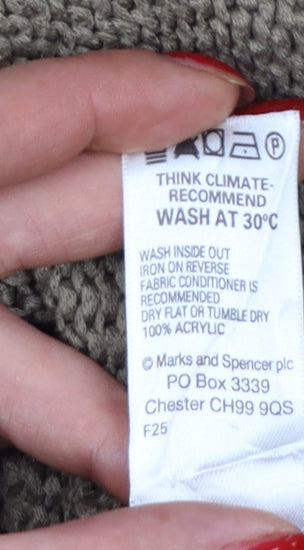 Marks & Spencer Women Beige UK 16 Cable Knit Button Cardigan Long Sleeve