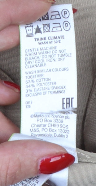 M&S Women Beige Size 20 High Rise Straight 7/8 Cropped Trousers