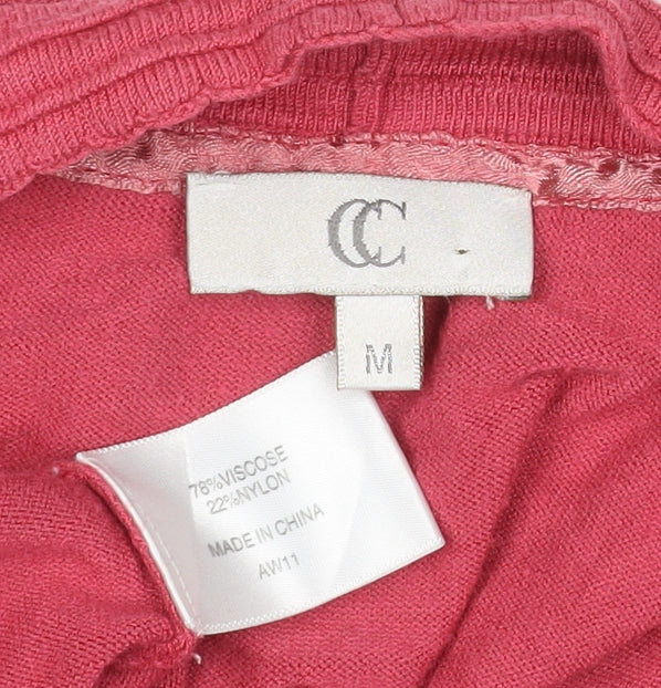 CC Women’s Pink M Open Knit Cardigan Long Sleeve V-Neck