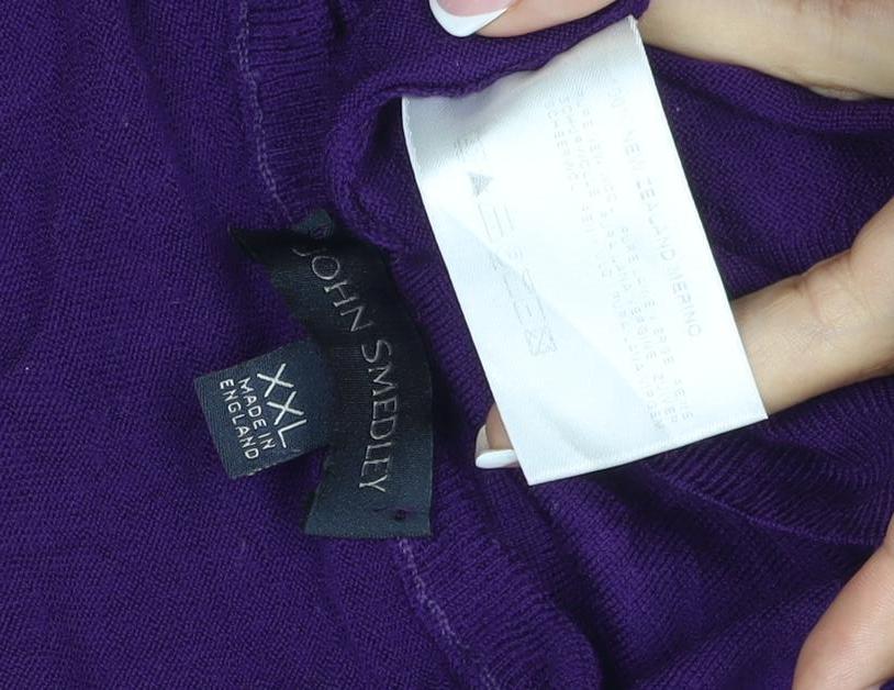 John Smedley Men’s Purple XL Merino Wool Crew Neck Pullover Jumper