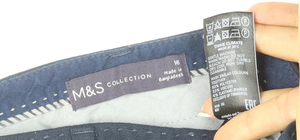 Marks and Spencer Women's Navy Size 16 Tailored Straight Trousers
