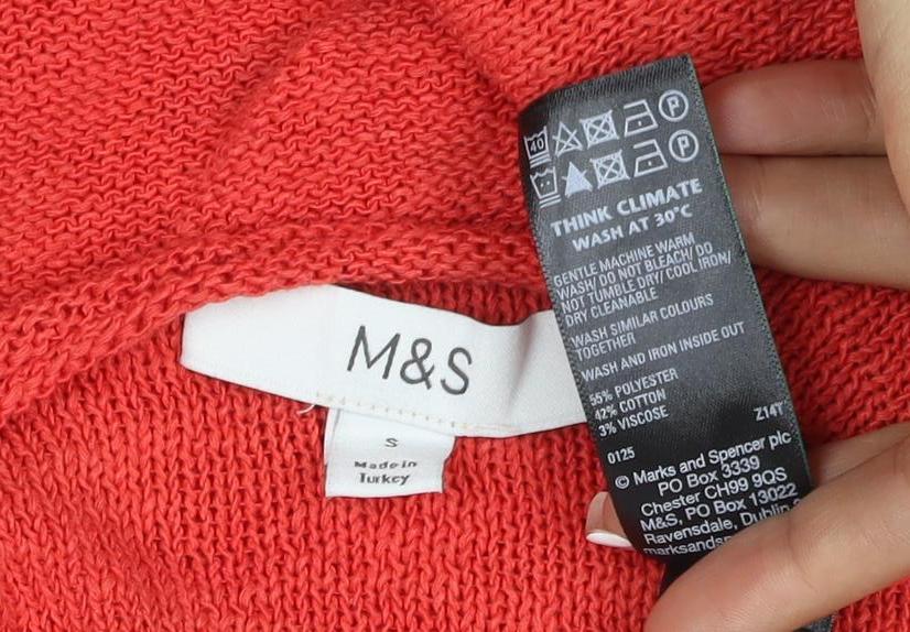 Marks and Spencer Women Red Size S Knit Round Neck Pullover Jumper