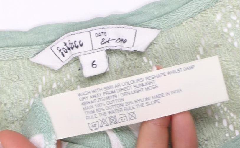 George Women Green Stripe Lace Yoke 3/4 Sleeve Jersey Top UK 6