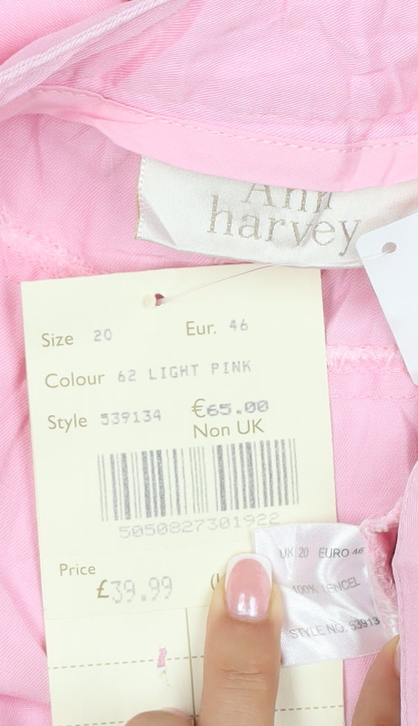Ann Harvey Women Pink Size 20 Lyocell Straight Leg Trousers
