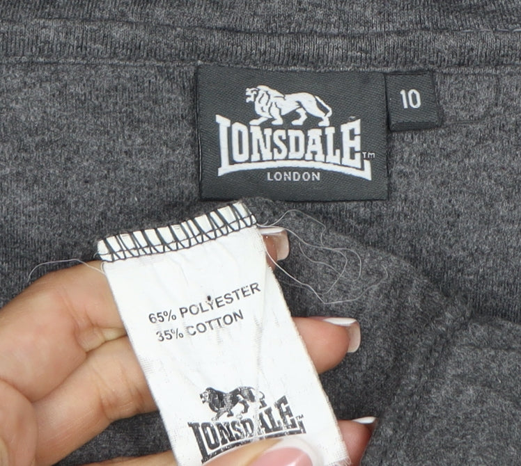Lonsdale London Women’s Grey Pink Logo Full Zip Hoodie UK 10