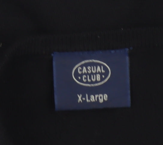 Casual Club Men’s Black XL V-Neck Acrylic Knit Pullover Jumper