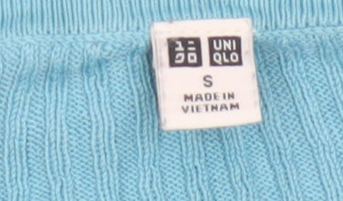 UNIQLO Women’s Blue S Ribbed Cotton Modal Button Cardigan