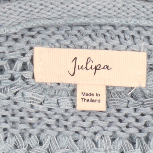 Julipa Women’s Blue UK 24/26 Open-Knit 3/4 Sleeve Pullover Jumper