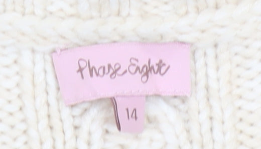 Phase Eight Women Ivory Size 14 Cable Knit Cowl Neck Cardigan