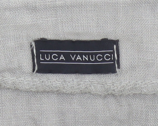 Luca Vanucci Women’s Grey XL Linen Button-Up Pocket Blouse Made in Italy