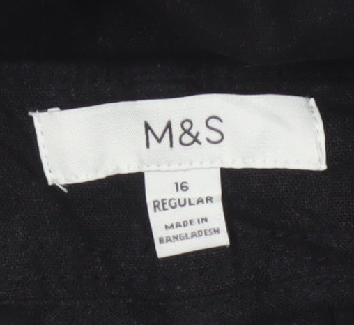 M&S Women’s Black Size 16 Regular Cargo Tapered Trousers Pockets